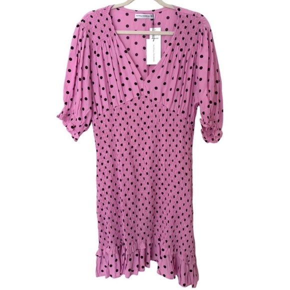 NWT Faithful the Brand Purple & Black Polka Dot Margherita Retro Mini Dress - Picture 2 of 5
